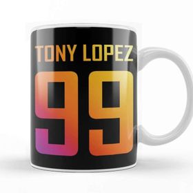Baskı Dükkanı Tony Lopez Logo Name And Birth Year Number Rainbow Porselen Beyaz Kupa Bardak