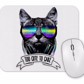 Baskı Dükkanı Too Cute To Care Cat Kedi Dj Mouse Pad
