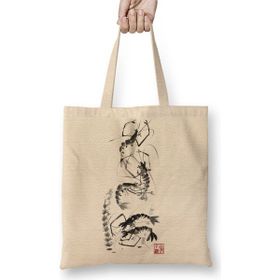 Baskı Dükkanı Traditional Chinese Painting Shrimp Gathering Bez Kadın Günlük Çanta