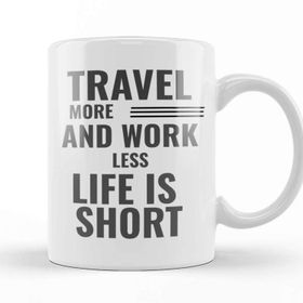 Baskı Dükkanı Travel More And Work Less Heartbeat Kupa