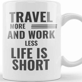 Baskı Dükkanı Travel More And Work Less Heartbeat Kupa