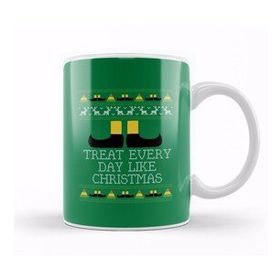 Baskı Dükkanı Treat Every Day Like Christmas Elf Quote Knit Porselen Beyaz Kupa Bardak