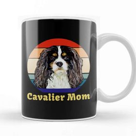 Baskı Dükkanı Tri Colored Cavalier King Charles Spaniel Mom Porselen Beyaz Kupa Bardak