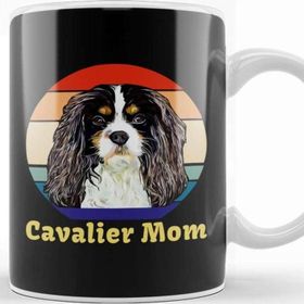 Baskı Dükkanı Tri Colored Cavalier King Charles Spaniel Mom Porselen Beyaz Kupa Bardak