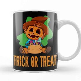 Baskı Dükkanı Trick Or Treat Pumpkin Porselen Beyaz Kupa Bardak
