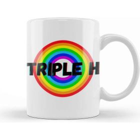 Baskı Dükkanı Triple H Vintage Retro Rainbow Style Warriors Design Wrestlers Gift Porselen Beyaz Kupa Bardak