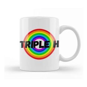 Baskı Dükkanı Triple H Vintage Retro Rainbow Style Warriors Design Wrestlers Gift Porselen Beyaz Kupa Bardak