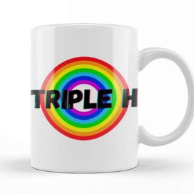 Baskı Dükkanı Triple H Vintage Retro Rainbow Style Warriors Design Wrestlers Gift Porselen Beyaz Kupa Bardak