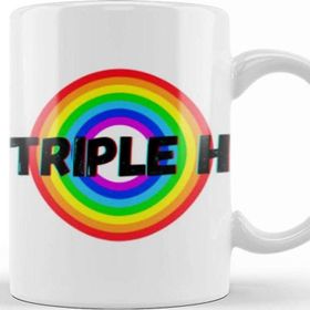 Baskı Dükkanı Triple H Vintage Retro Rainbow Style Warriors Design Wrestlers Gift Porselen Beyaz Kupa Bardak