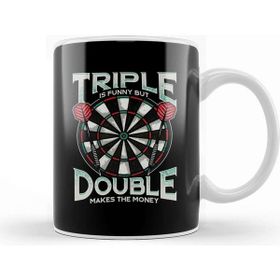 Baskı Dükkanı Triple Is Funny But Double Makes The Money Darts Porselen Beyaz Kupa Bardak