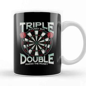 Baskı Dükkanı Triple Is Funny But Double Makes The Money Darts Porselen Beyaz Kupa Bardak