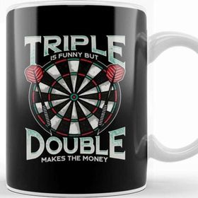 Baskı Dükkanı Triple Is Funny But Double Makes The Money Darts Porselen Beyaz Kupa Bardak