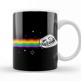 Baskı Dükkanı Troll Face Nyan Cat Meme Porselen Beyaz Kupa Bardak