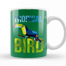 Baskı Dükkanı Tropical Bird Porselen Beyaz Kupa Bardak