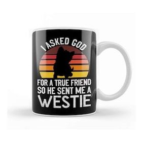 Baskı Dükkanı True Friend Westie West Highland Terrier Dog Fan Puppy Owner Porselen Beyaz Kupa Bardak