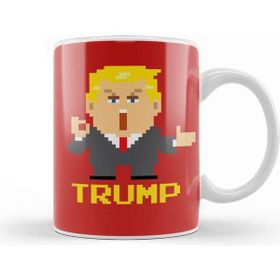 Baskı Dükkanı Trump Simplified Pixel President Porselen Beyaz Kupa Bardak