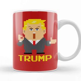 Baskı Dükkanı Trump Simplified Pixel President Porselen Beyaz Kupa Bardak
