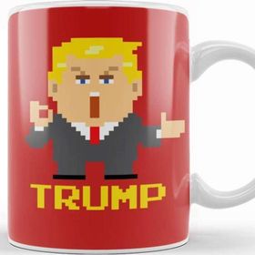 Baskı Dükkanı Trump Simplified Pixel President Porselen Beyaz Kupa Bardak