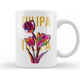 Baskı Dükkanı Tulip Flowers Porselen Beyaz Kupa Bardak
