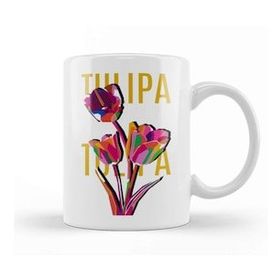 Baskı Dükkanı Tulip Flowers Porselen Beyaz Kupa Bardak