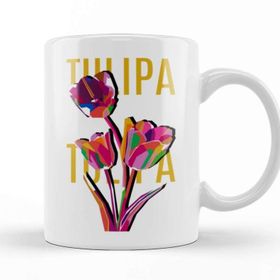 Baskı Dükkanı Tulip Flowers Porselen Beyaz Kupa Bardak