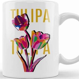 Baskı Dükkanı Tulip Flowers Porselen Beyaz Kupa Bardak