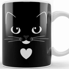 Baskı Dükkanı Tuxedo Cat Face With Heart Cute Ginger Cat Kedi Porselen Beyaz Kupa Bardak