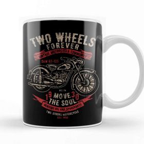 Baskı Dükkanı Two Wheels Forever Motorcycle Community Porselen Beyaz Kupa Bardak