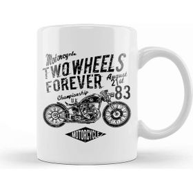 Baskı Dükkanı Two Wheels Forever Motorcycle Porselen Beyaz Kupa Bardak