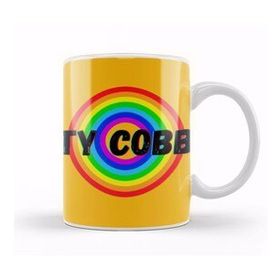 Baskı Dükkanı Ty Cobb Baseball Lovers Gifts Vintage Retro Rainbow Porselen Beyaz Kupa Bardak