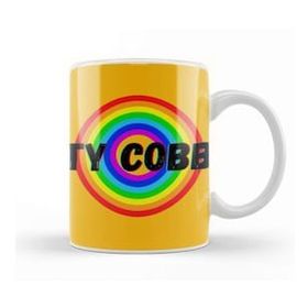 Baskı Dükkanı Ty Cobb Baseball Lovers Gifts Vintage Retro Rainbow Porselen Beyaz Kupa Bardak