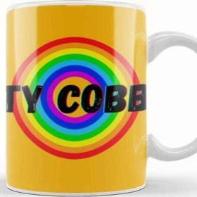 Baskı Dükkanı Ty Cobb Baseball Lovers Gifts Vintage Retro Rainbow Porselen Beyaz Kupa Bardak