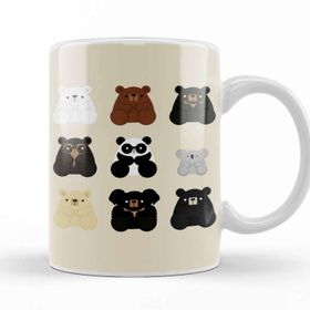 Baskı Dükkanı Types Of Bears Porselen Beyaz Kupa Bardak