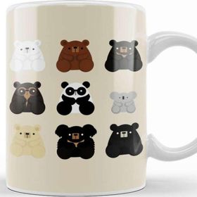 Baskı Dükkanı Types Of Bears Porselen Beyaz Kupa Bardak