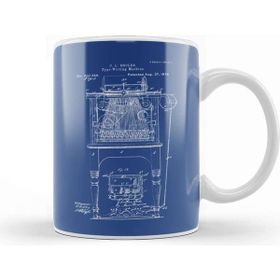 Baskı Dükkanı Typewriter Patent Blueprint Sholes Porselen Beyaz Kupa Bardak
