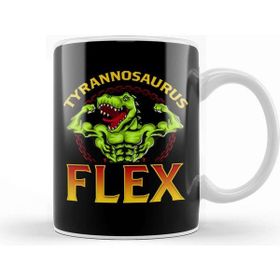 Baskı Dükkanı Tyrannosaurus Flex Funny Gym Workout Pun T Rex Porselen Beyaz Kupa Bardak