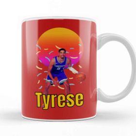 Baskı Dükkanı Tyrese Haliburton Vintage Art Legend Basketball Gift Porselen Beyaz Kupa Bardak