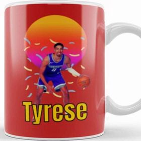 Baskı Dükkanı Tyrese Haliburton Vintage Art Legend Basketball Gift Porselen Beyaz Kupa Bardak