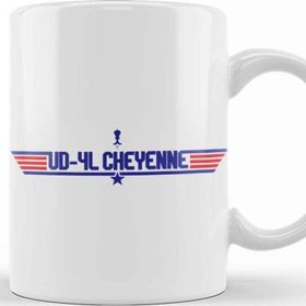 Baskı Dükkanı Ud 4l Cheyenne Topgun Logo Aliens Porselen Beyaz Kupa Bardak