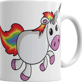 Baskı Dükkanı Unicorn Anime Cartoon Sevimli Cute Rainbow Sihirli Porselen Kupa
