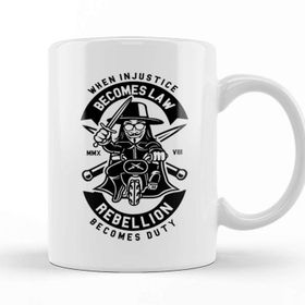 Baskı Dükkanı V For Vendetta Crest Porselen Beyaz Kupa Bardak