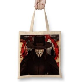 Baskı Dükkanı V For Vendetta Freedom Forever Bez Çanta