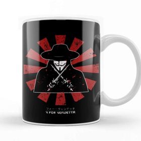 Baskı Dükkanı V For Vendetta Retro Japanese Kupa Bardak