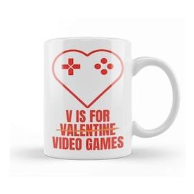 Baskı Dükkanı V Is For Video Games Valentine's Day Funny Design For Gamers Kupa Bardak