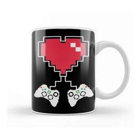 Baskı Dükkanı Valentine's Day Video Game Controller Pixel Heart Kupa Bardak