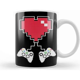 Baskı Dükkanı Valentine's Day Video Game Controller Pixel Heart Kupa Bardak