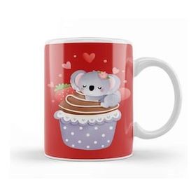 Baskı Dükkanı Valentines Koala With Cupcake Kupa Bardak