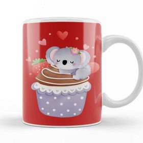 Baskı Dükkanı Valentines Koala With Cupcake Kupa Bardak