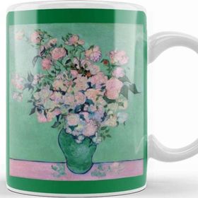 Baskı Dükkanı Van Gogh Pink Roses In A Vase Kupa Bardak