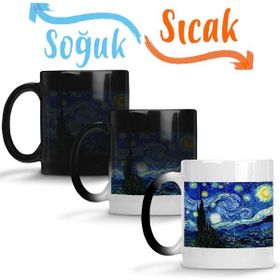 Baskı Dükkanı Van Gogh Yıldızlı Gece Sihirli Porselen Kupa